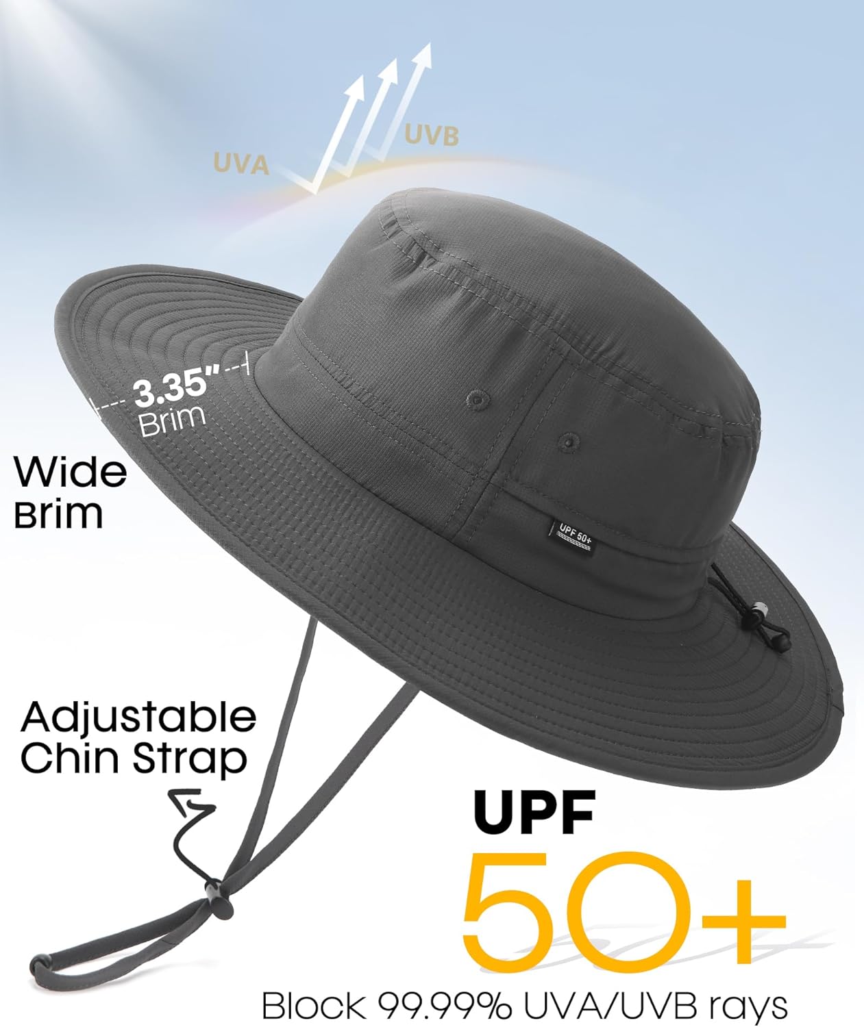 FURTALK Sun Hats for Men Women Packable Wide Brim Summer UV Protective Bucket Hat UPF 50+ Hat for Fishing Hiking