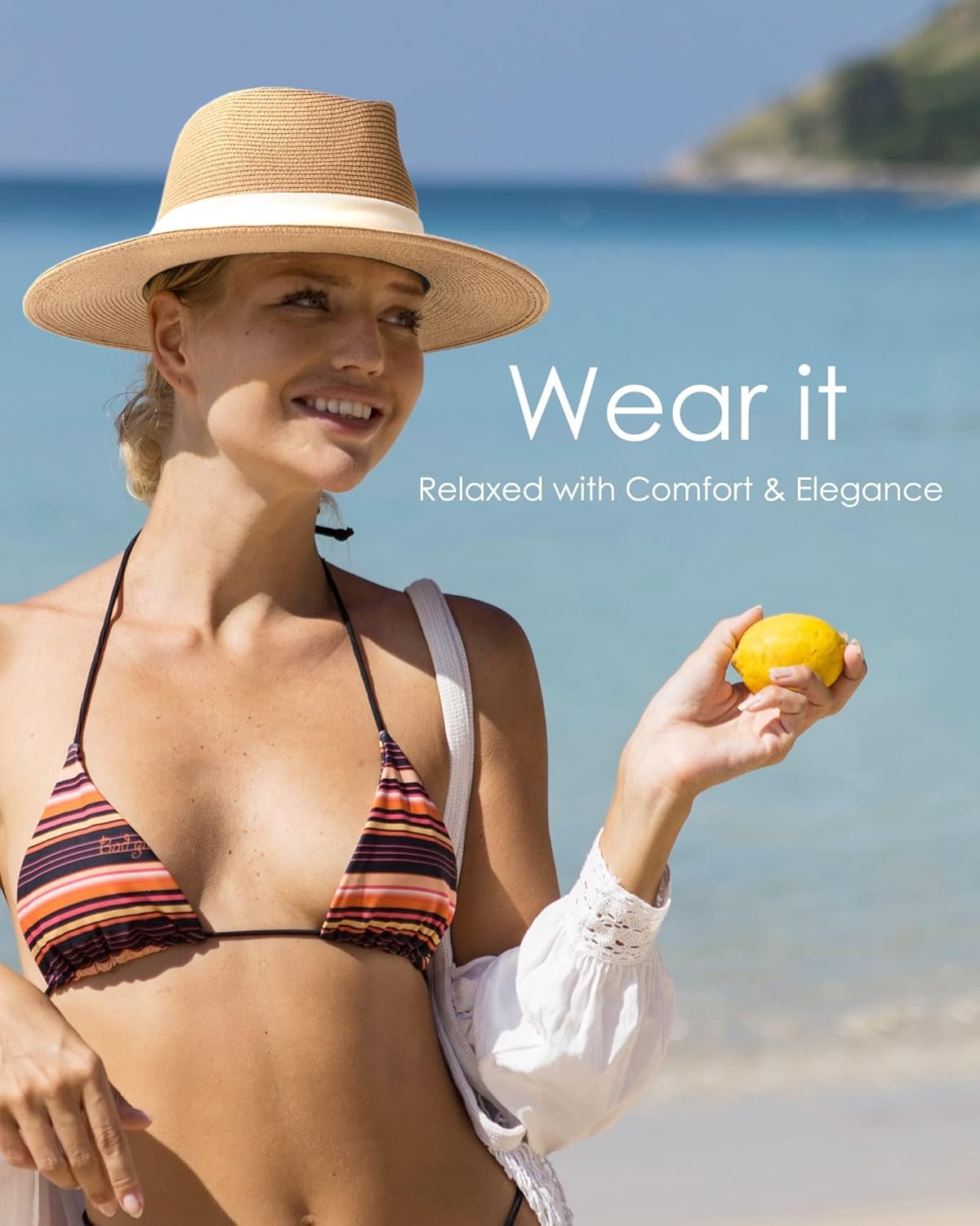 FURTALK Panama Hat Sun Hats for Women Men Wide Brim Fedora Straw Beach Hat UV UPF 80+