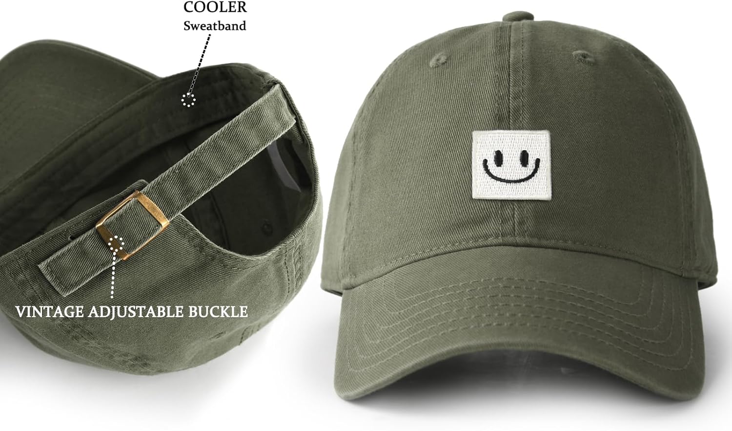FURTALK Smile Face Baseball Cap for Women Men Adjustable Unstructured Washed Low Profile Baseball Hat