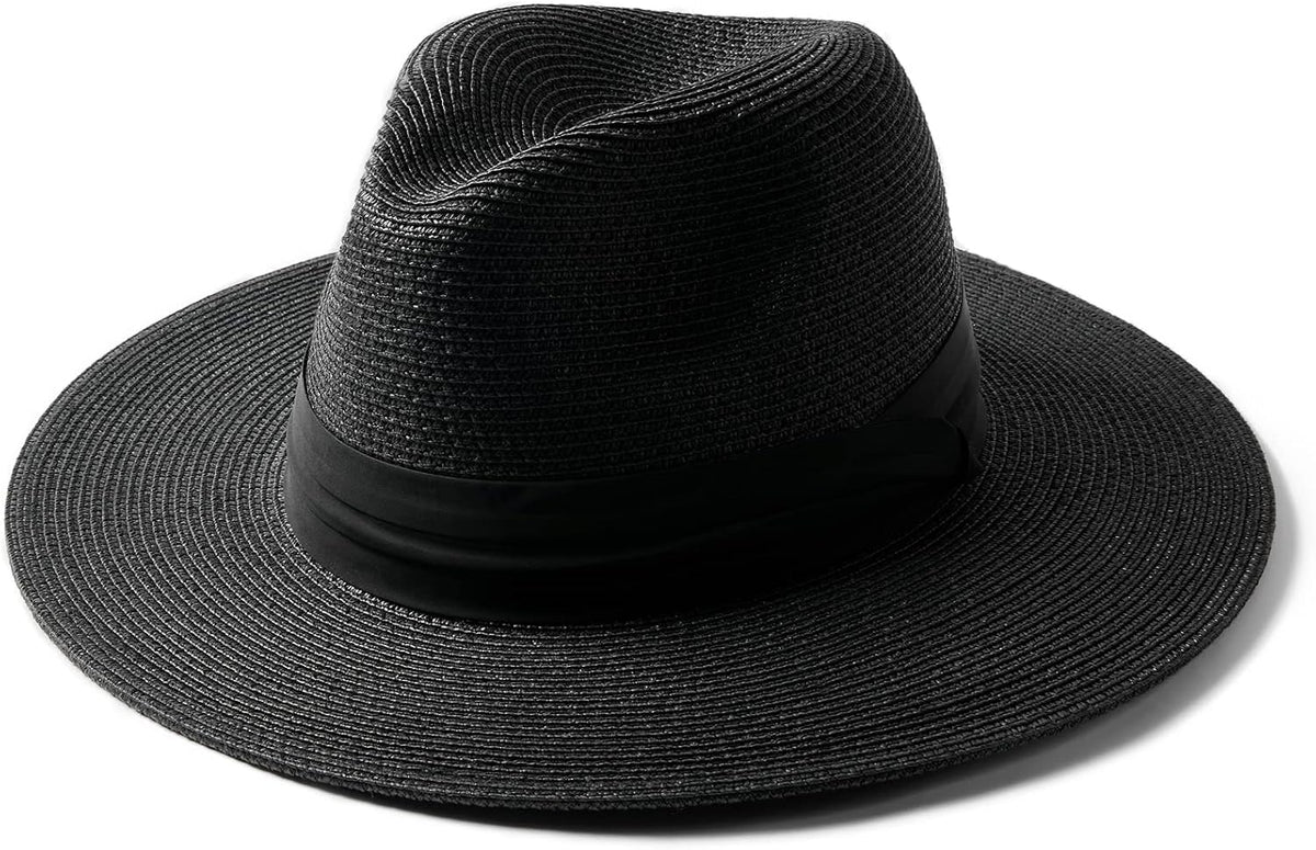 FURTALK Panama Hat Sun Hats for Women Men Wide Brim Fedora Straw Beach Hat UV UPF 80+