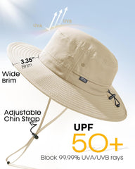 FURTALK Sun Hats for Men Women Packable Wide Brim Summer UV Protective Bucket Hat UPF 50+ Hat for Fishing Hiking