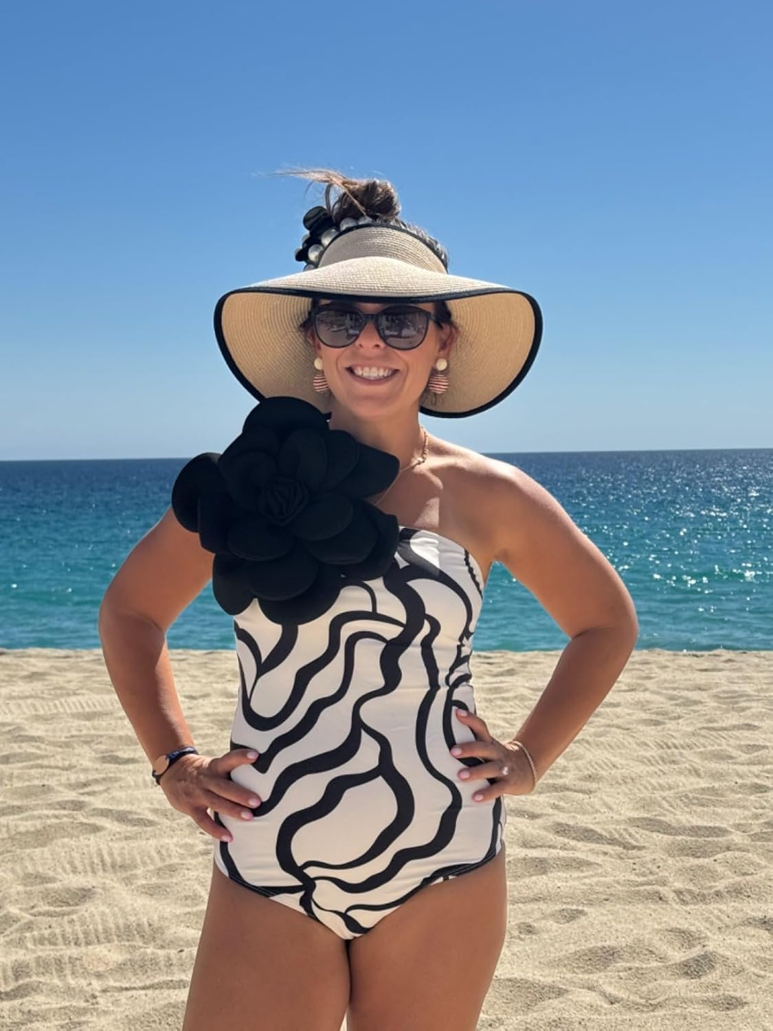 FURTALK Sun Hats for Women Wide Brim Beach Hat Straw Visor Ponytail Summer UV Packable Foldable Beach Vacation Essentials