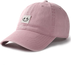 FURTALK Smile Face Baseball Cap for Women Men Adjustable Unstructured Washed Low Profile Baseball Hat