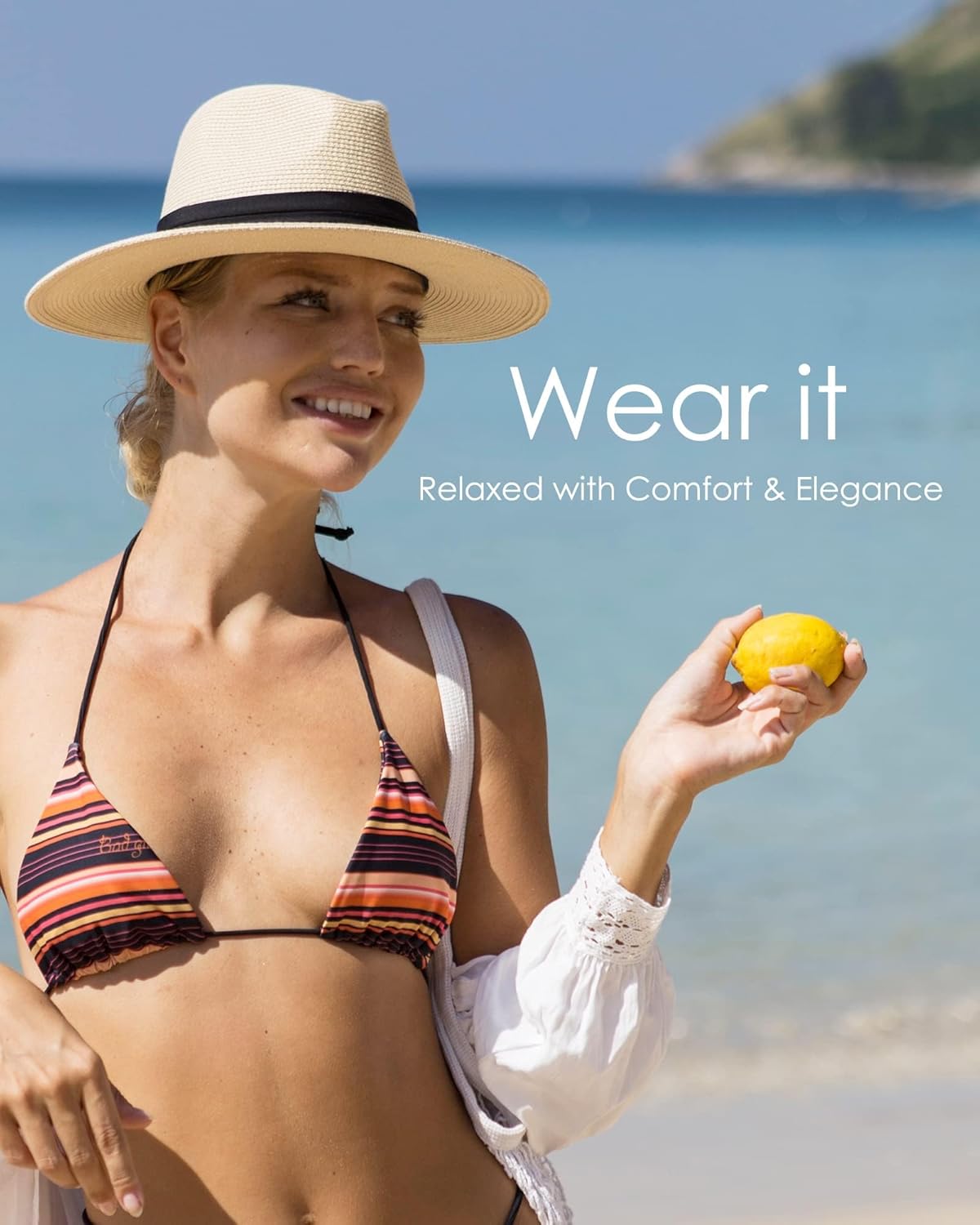 FURTALK Panama Hat Sun Hats for Women Men Wide Brim Fedora Straw Beach Hat UV UPF 80+