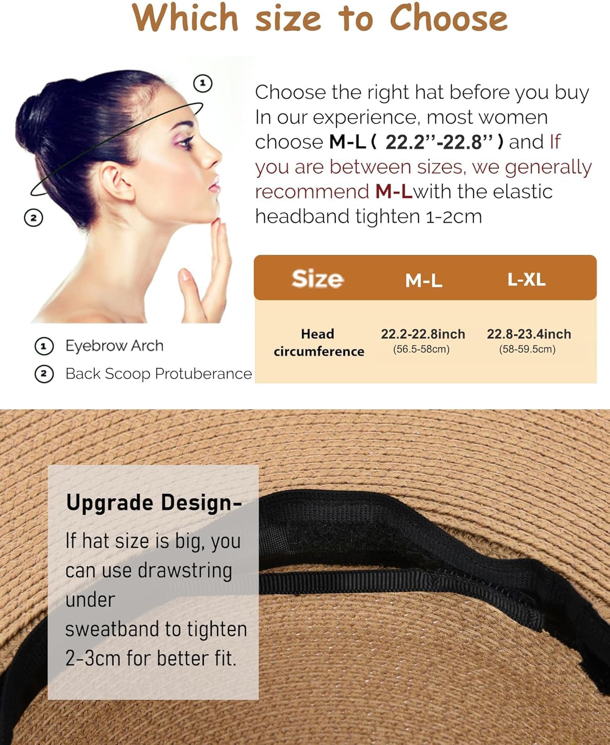 FURTALK Panama Hat Sun Hats for Women Men Wide Brim Fedora Straw Beach Hat UV UPF 80+