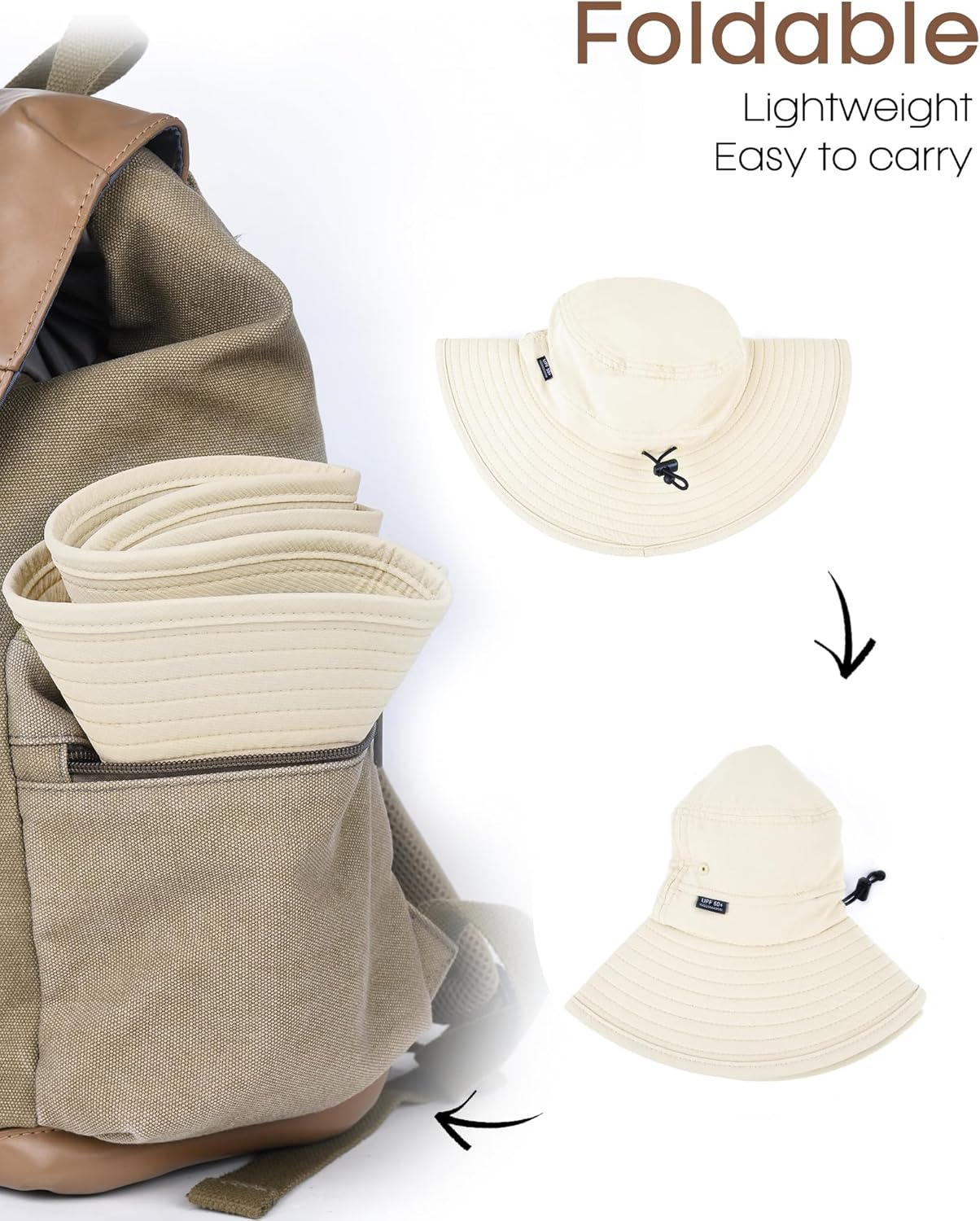 FURTALK Sun Hats for Men Women Packable Wide Brim Summer UV Protective Bucket Hat UPF 50+ Hat for Fishing Hiking