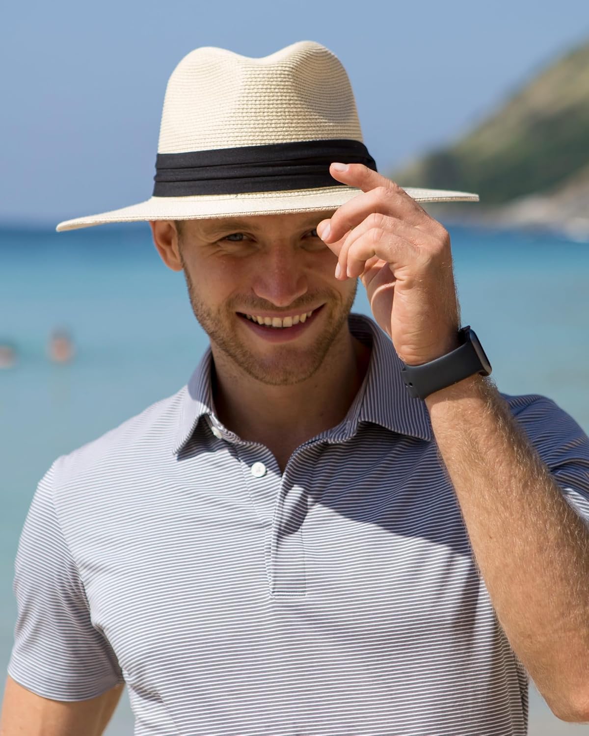 FURTALK Panama Hat Sun Hats for Women Men Wide Brim Fedora Straw Beach Hat UV UPF 80+