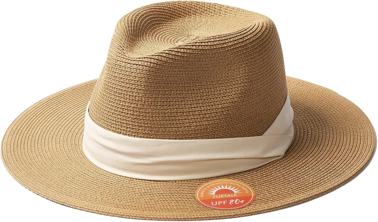 FURTALK Panama Hat Sun Hats for Women Men Wide Brim Fedora Straw Beach Hat UV UPF 80+