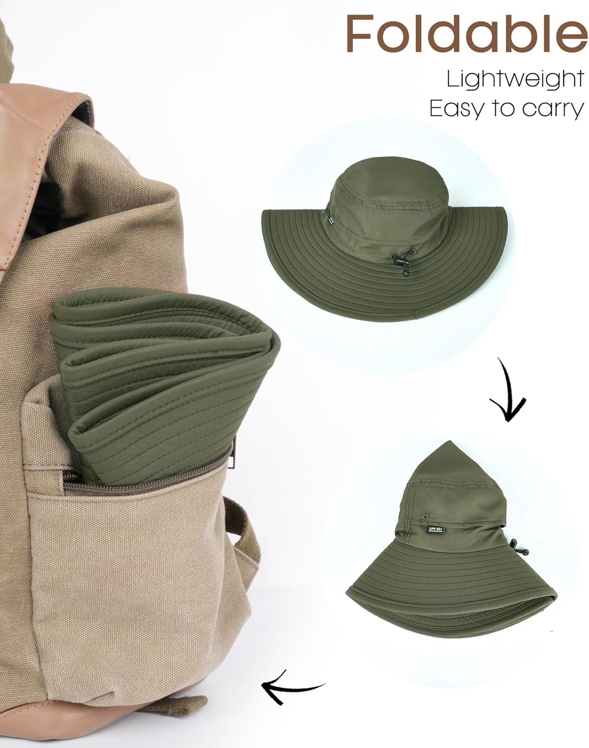 FURTALK Sun Hats for Men Women Packable Wide Brim Summer UV Protective Bucket Hat UPF 50+ Hat for Fishing Hiking