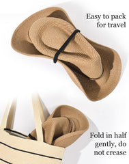 FURTALK Straw Cowboy Sun Hats for Women Men Western Cowgirl Hats with Wind Lanyard UPF 80+ Beach Hat