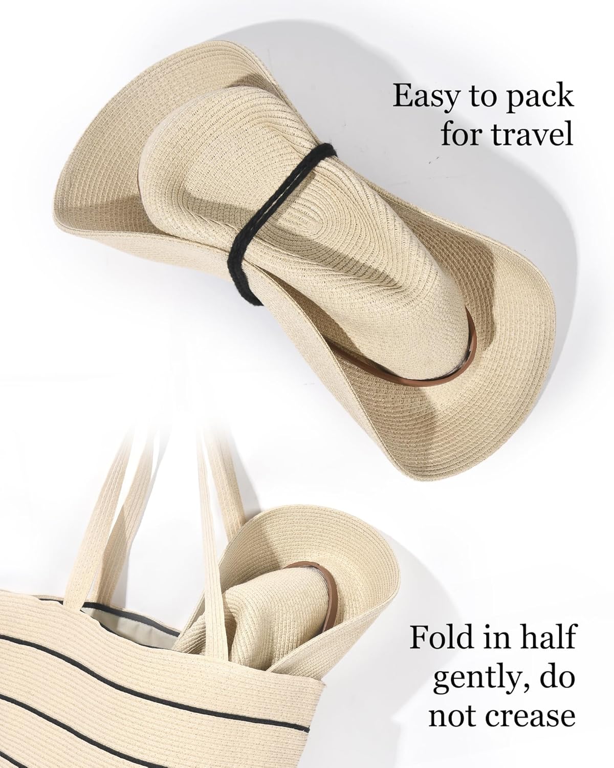 FURTALK Straw Cowboy Sun Hats for Women Men Western Cowgirl Hats with Wind Lanyard UPF 80+ Beach Hat