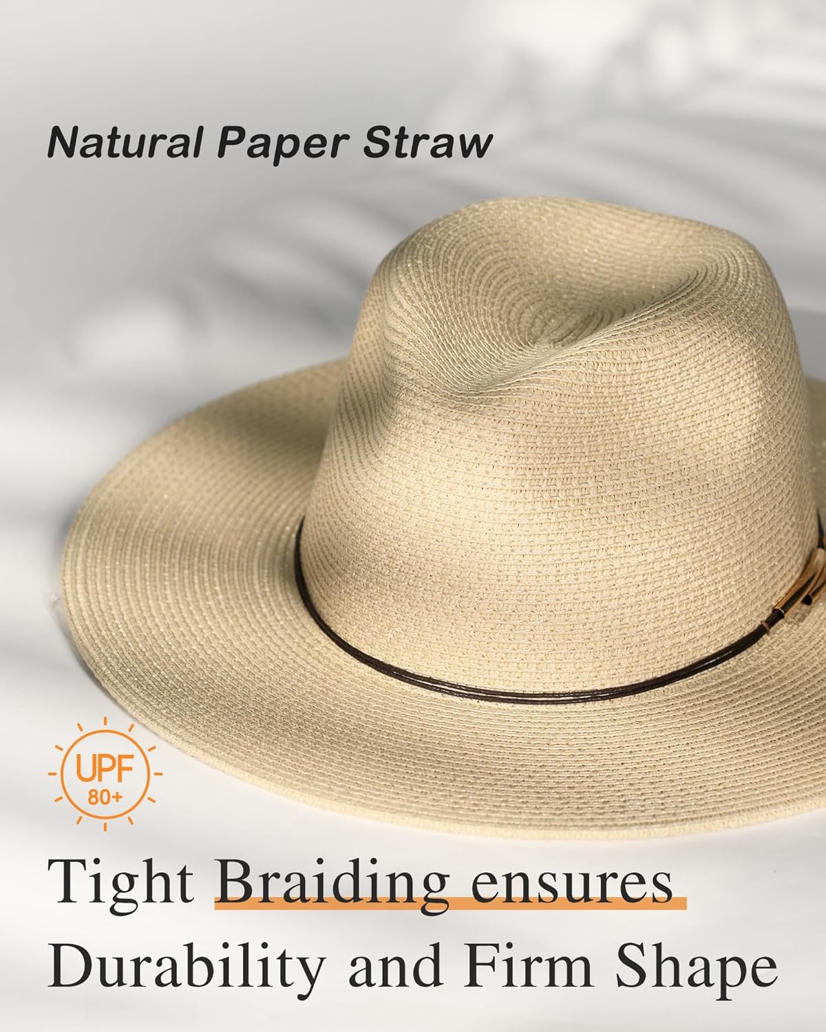FURTALK Panama Hat Sun Hats for Women Men Wide Brim Fedora Straw Beach Hat UV UPF 80+