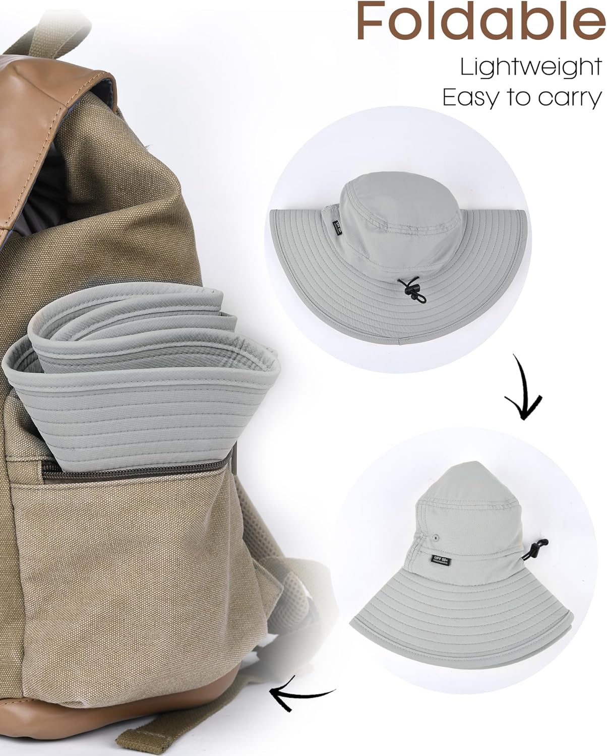 FURTALK Sun Hats for Men Women Packable Wide Brim Summer UV Protective Bucket Hat UPF 50+ Hat for Fishing Hiking