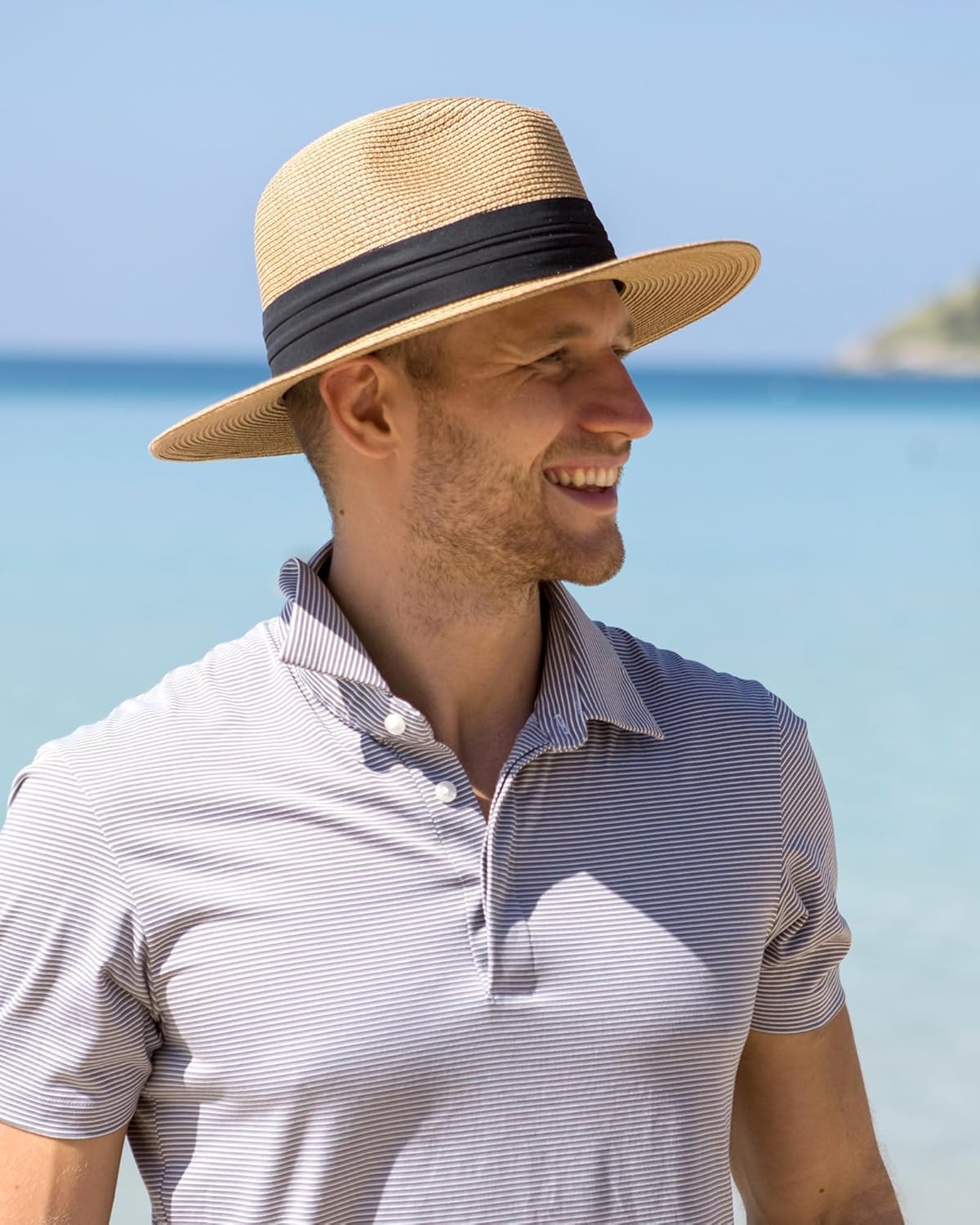 FURTALK Panama Hat Sun Hats for Women Men Wide Brim Fedora Straw Beach Hat UV UPF 80+