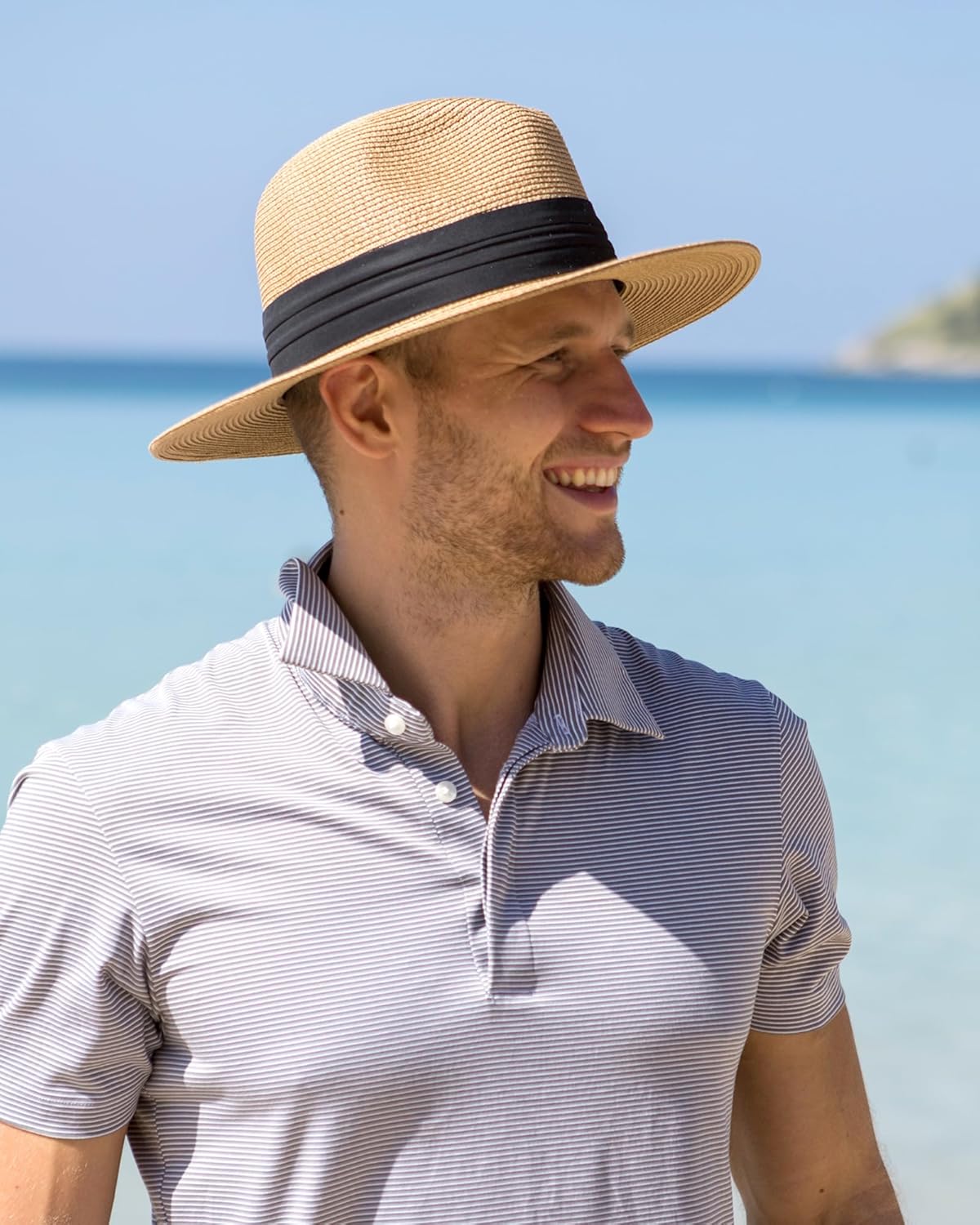 FURTALK Panama Hat Sun Hats for Women Men Wide Brim Fedora Straw Beach Hat UV UPF 80+