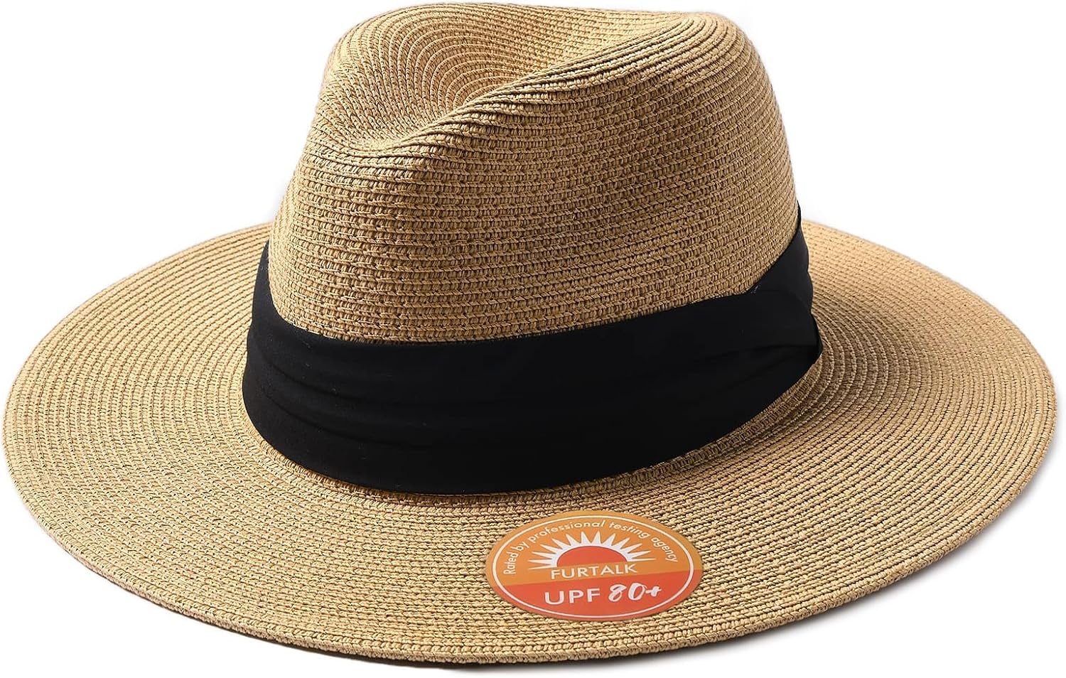 FURTALK Panama Hat Sun Hats for Women Men Wide Brim Fedora Straw Beach Hat UV UPF 80+