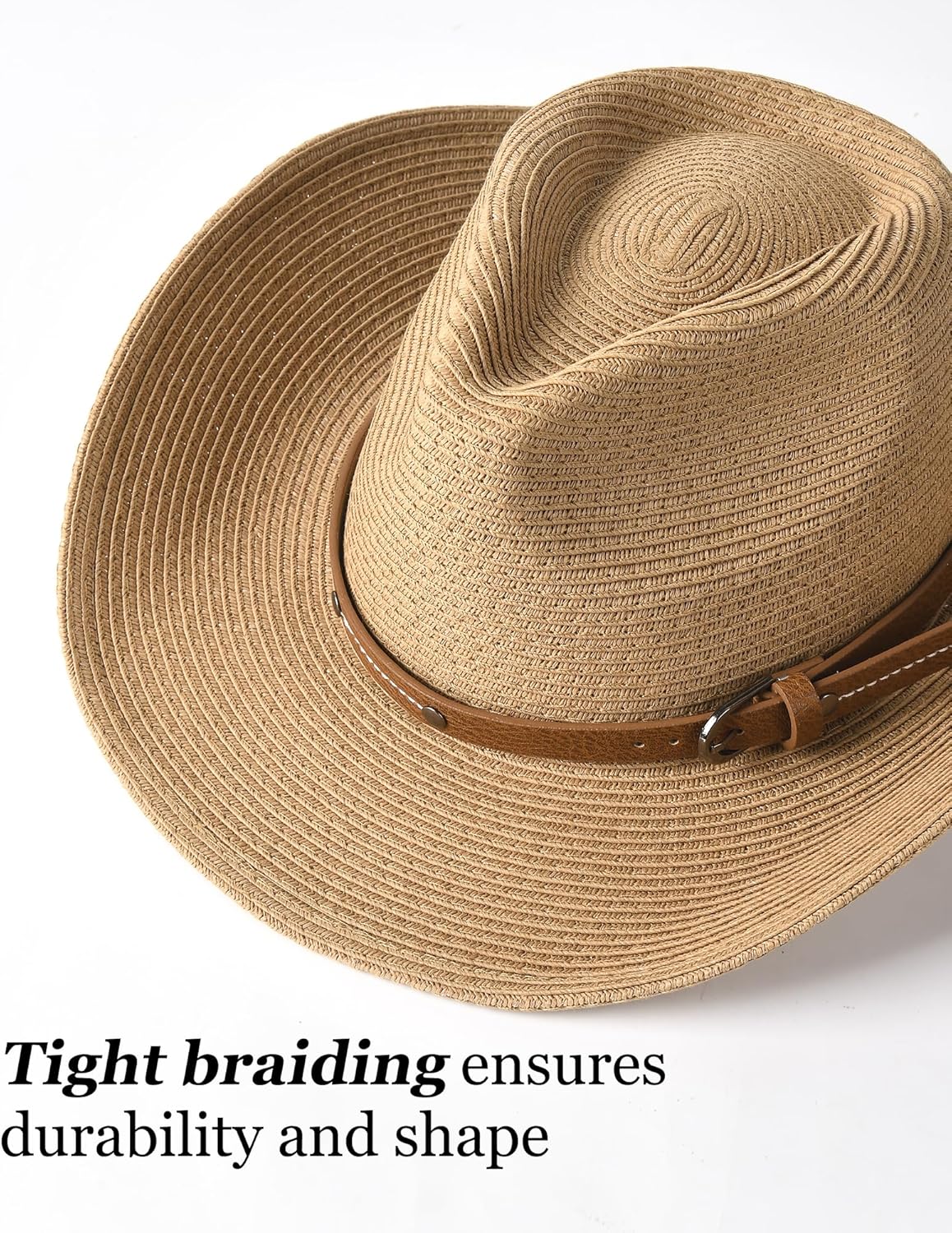 FURTALK Straw Cowboy Sun Hats for Women Men Western Cowgirl Hats with Wind Lanyard UPF 80+ Beach Hat