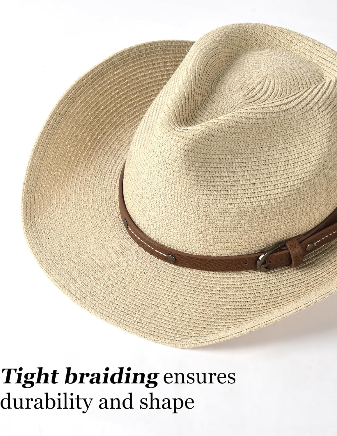 FURTALK Straw Cowboy Sun Hats for Women Men Western Cowgirl Hats with Wind Lanyard UPF 80+ Beach Hat